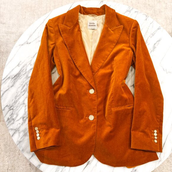 Little Moon Orange Velvet Blazer - Picture 1 of 11